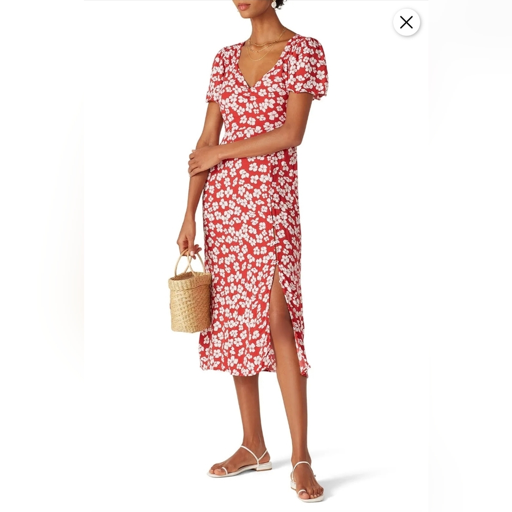 MINKPINK Red Floral Midi Dress